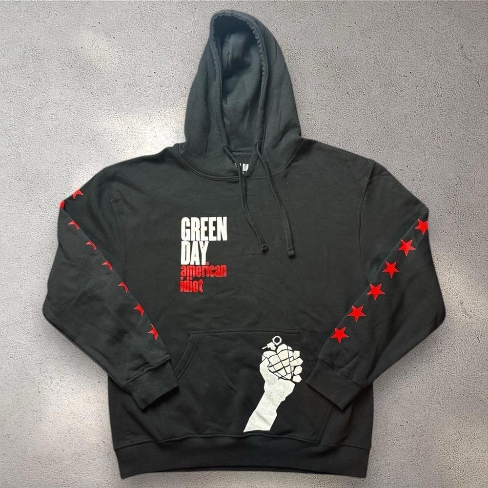 Green Day American Idiot Hoodie Large Black Band Graphic Unisex Pullover